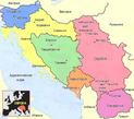 Карта бывшей Югославии. 6 республик и 2 автономных края в составе Сербии