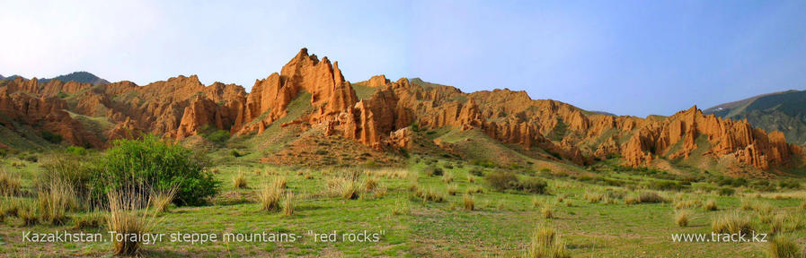 степные горы Торайгыр «Красные скалы» Тургень, Казахстан