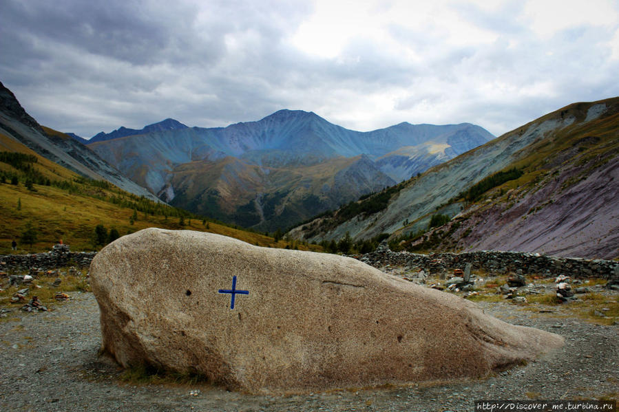 камень Рериха в долине Ярлу Белуха гора (4509м) Природный Парк, Россия