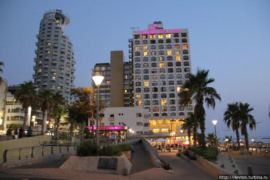 Дневная и ночная жизни набережной Тель-Авива Тель-Авив, Израиль