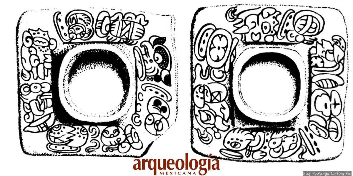 Рисунки на наушниках Пакаля. Из интернета Паленке, Мексика