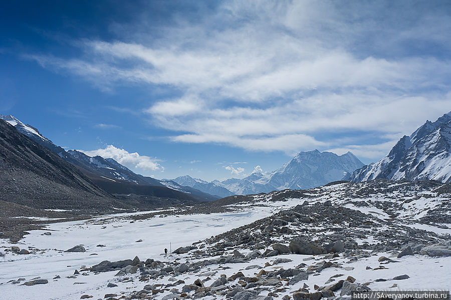 Последний подъём. Видны флажки на перевале Непал